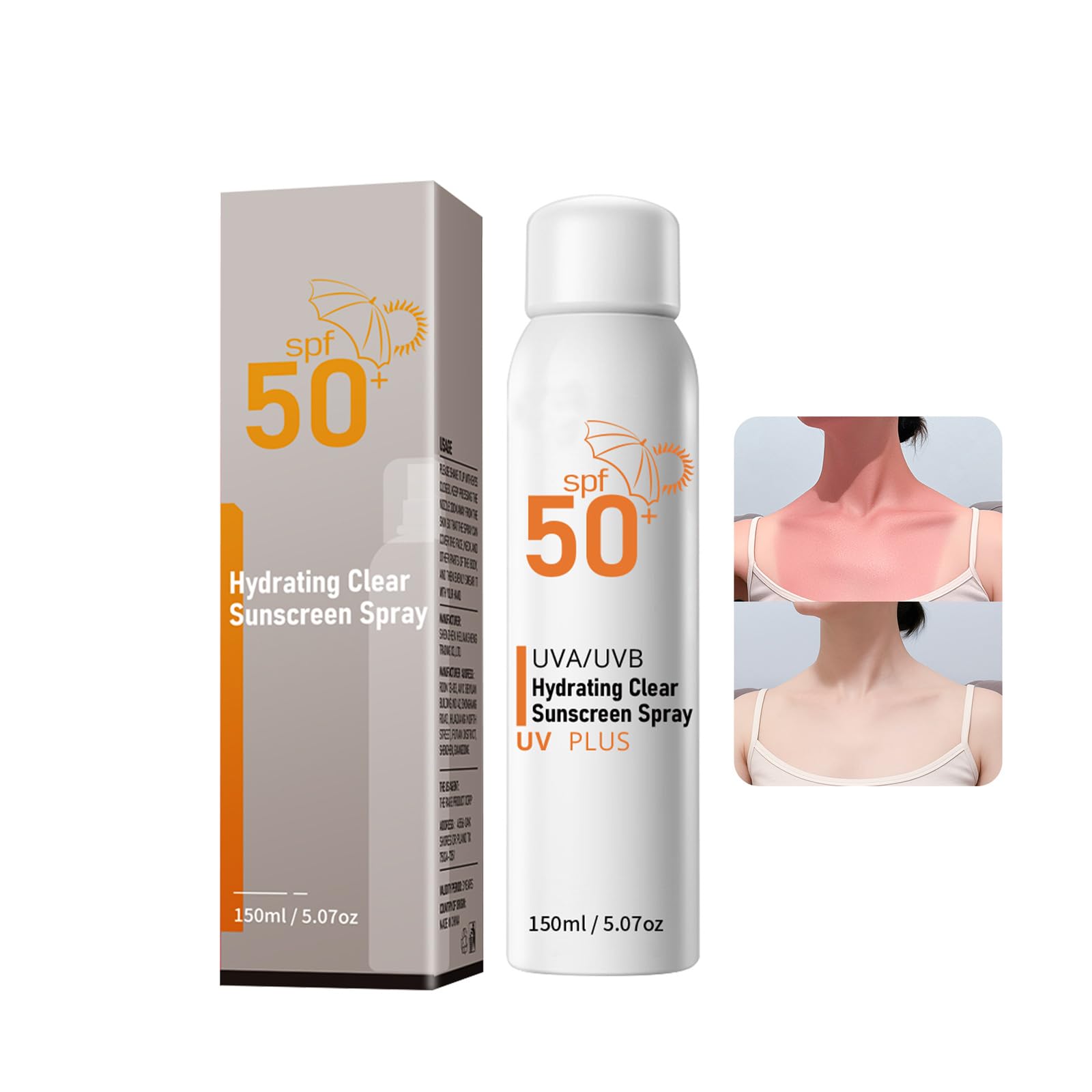 Sunscreen Spray SPF 50+ for Face & Body, Reef Safe Sunscreen Spray, Broad Spectrum UVA/UVB Sunblock, Oxybenzone-Free, Non-Comedogenic, Oil-Free, Water