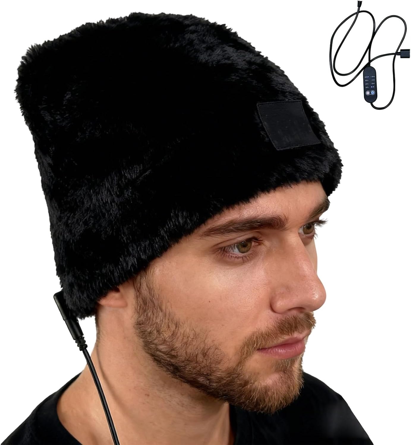 Heated Hat, Winter Fleece-Lined Beanie, Outdoor Thermal Knitted Hat, 4 Heat Levels, for Skiing, Hiking, Hunting
