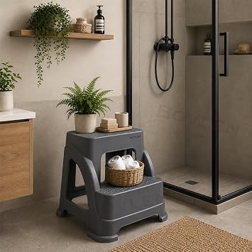 Two-Step Non-Slip Large Size Stool - 120 KG Carrying Capacity - Step Stool - Hard Plastic