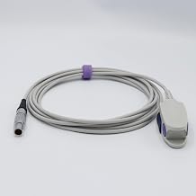 skmeditec Compatible with Invivo M12, M8 Spo2 Sensor with Masimo SpO2 technology, 9.8FT Large Clip Probe Cable with 7 Pins Connector, Replacement Cord