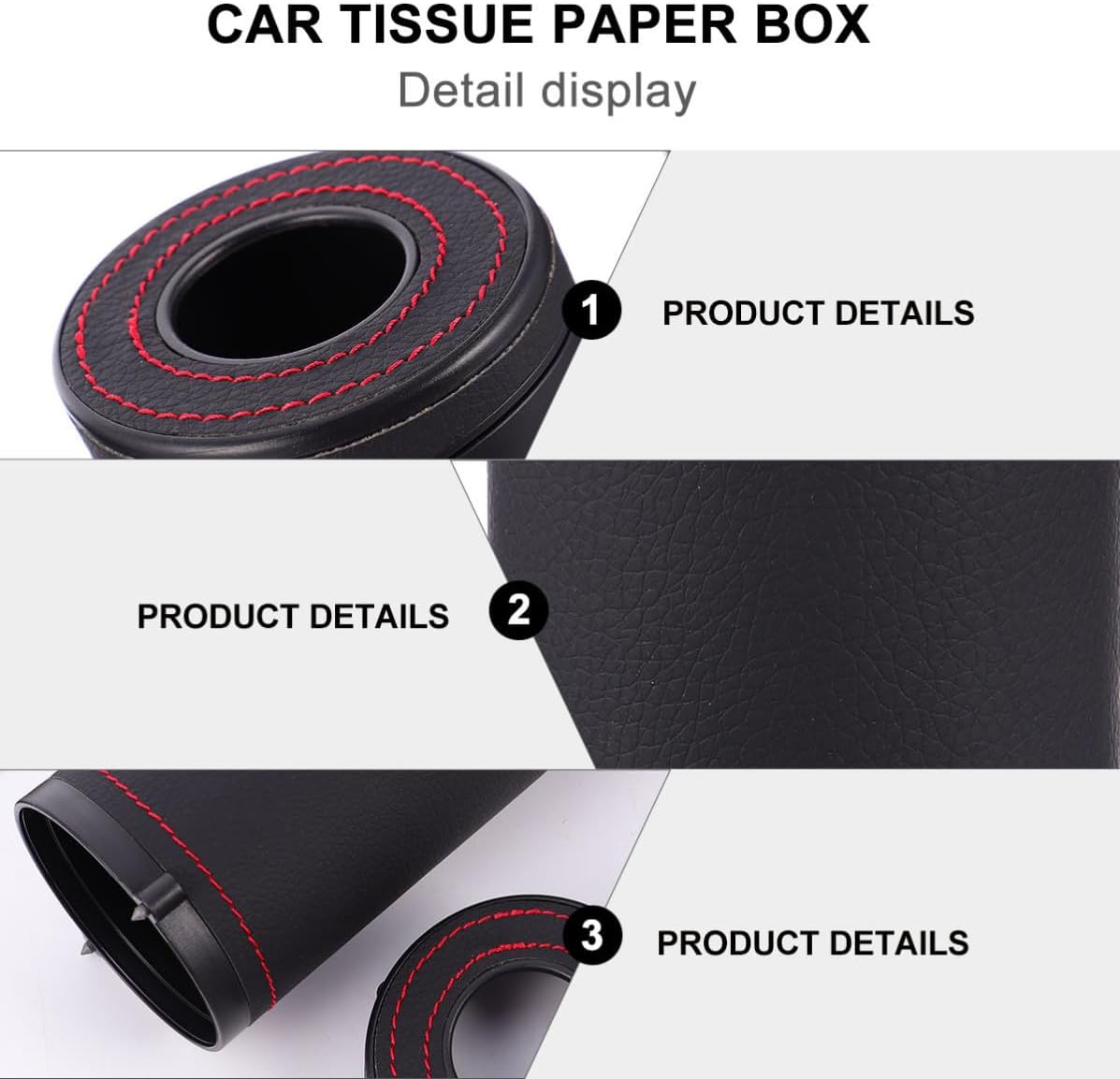 Tissue Box for Car and Bedside Table Stylish Black Abs and Leather Material with Easy Tissue Access for Car Decoration