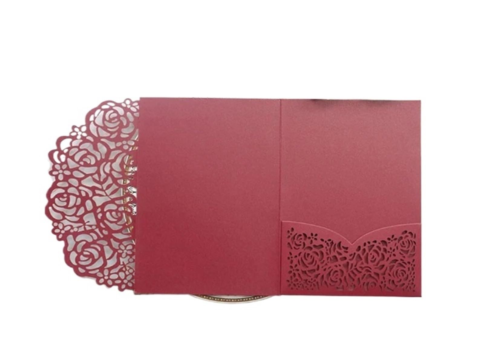 10 Piezas de Tarjetas de invitación de Boda con láser en Color Rojo y Rosa for Fiesta de cumpleaños(Pink,Whole Set)