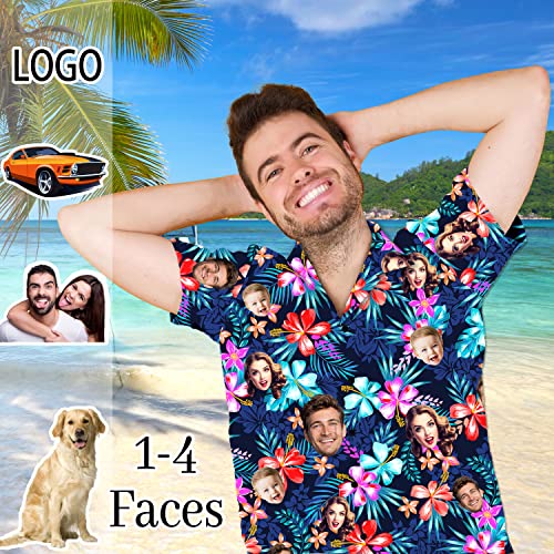 Custom Hawaiian Shirt with Face for Men Personalized Funny Button Down Hawaiian Shirts with Photo Flora Beach Shirts4