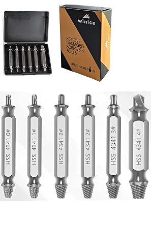 Damaged Screw Extractor Set   6 PCS Stripped Screw Remover Kit | High Speed Steel Drill Bits for Broken, Rusted, or Stripped Screws, Bolts & Nuts | Easy Removal Tool HSS