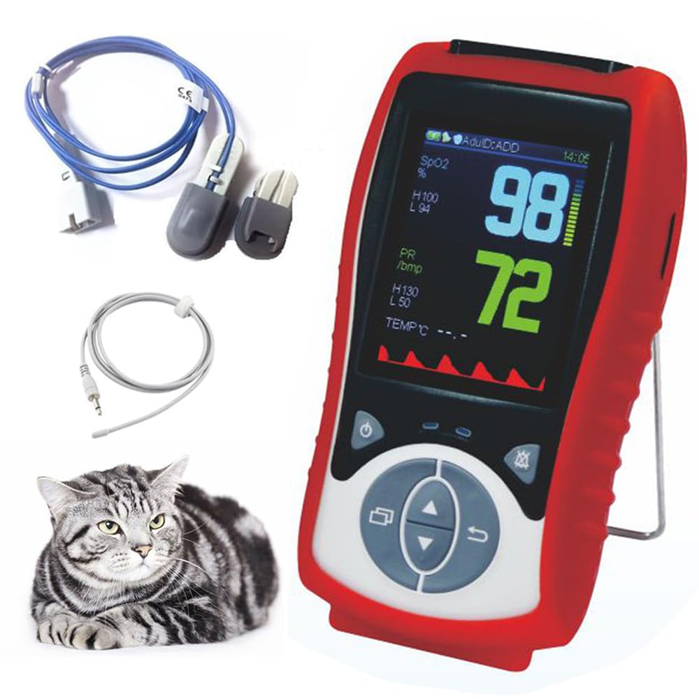 Handheld-Veterinär-Pulsoximeter, Pulsfrequenz- Und Herzfrequenzmesser, Mit Ohr-Zungen-Sensor, 2,8-Zoll-LCD-Digitalanzeige, Für Katzen, Hunde, Haustiere Krankenhaus