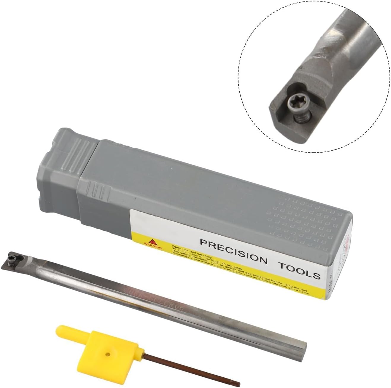 C08K-SCLCR06 Solid Carbide Lathe Inner Turning Tool Holder 125mm Length 8mm Shank Compatible with CCMT0602 Inserts for Precision Boring and Steel Machining with Wrench