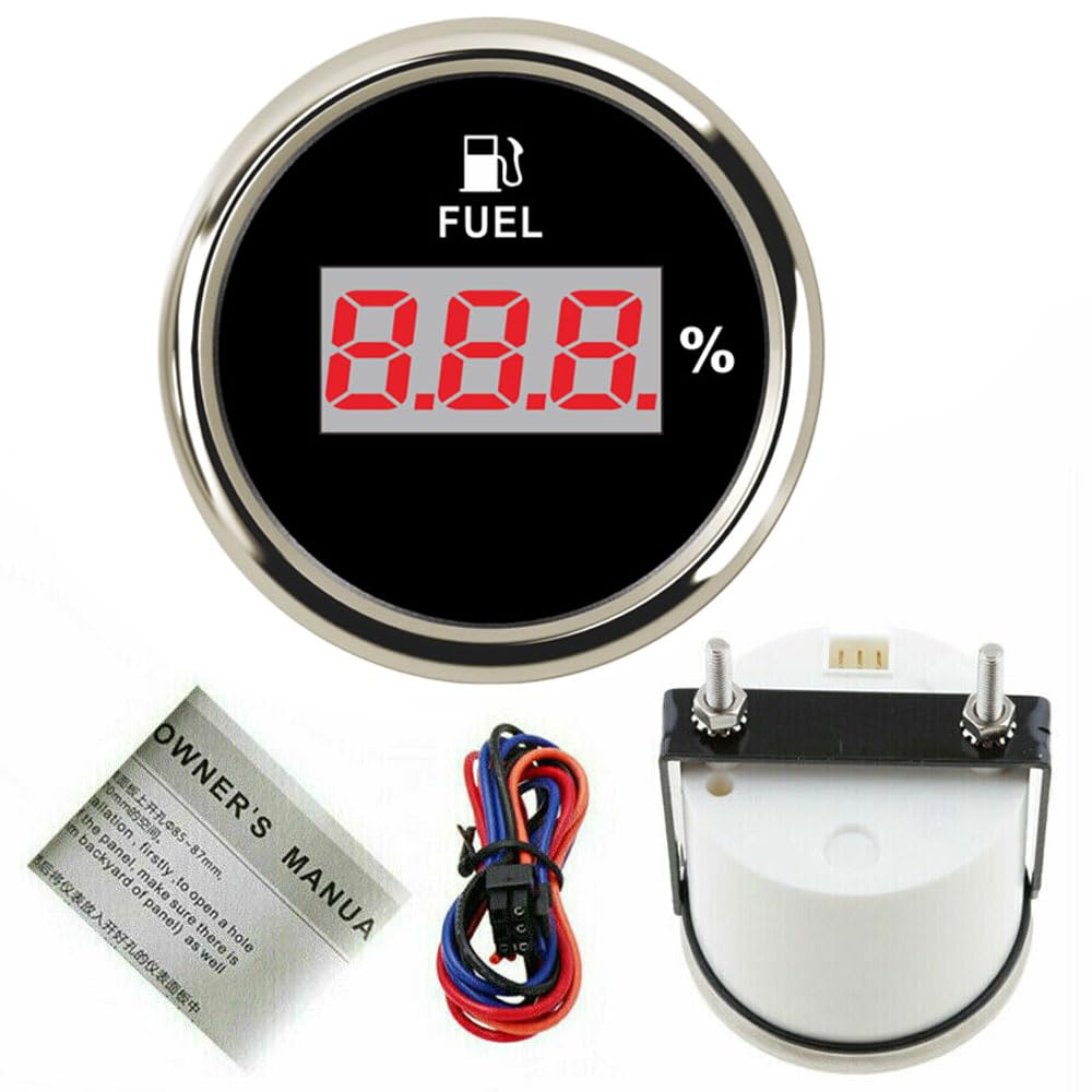 0-90 Ohms Gas Fuel Level Gauge 52mm - Durable Design Accurate Readings Versatile Compatibility - Black Dial with Black Frame - Ideal for Cars Trucks Marine and More