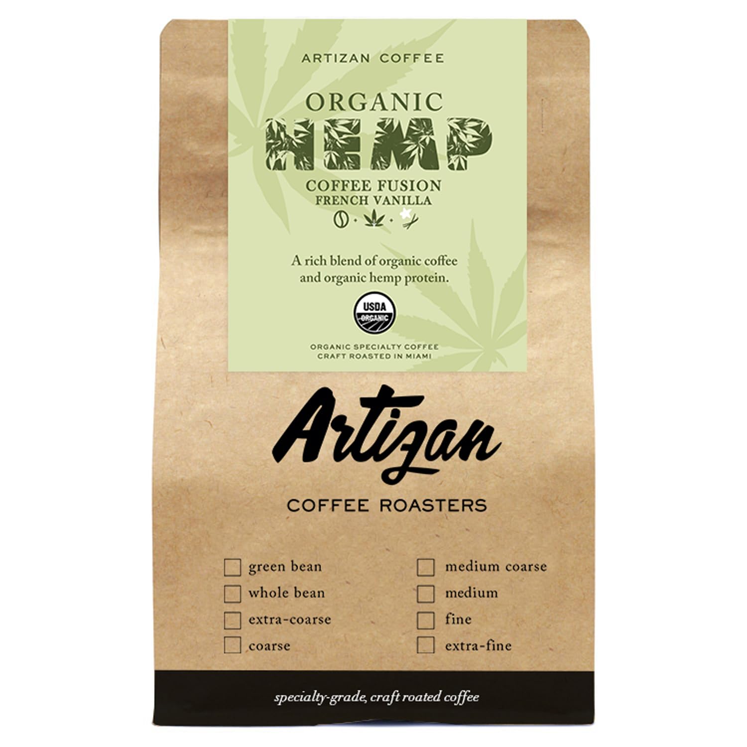 Organic Hemp Coffee Medium-Dark Roast - Artizan Coffee Roasters (Hemp + French Vanilla)