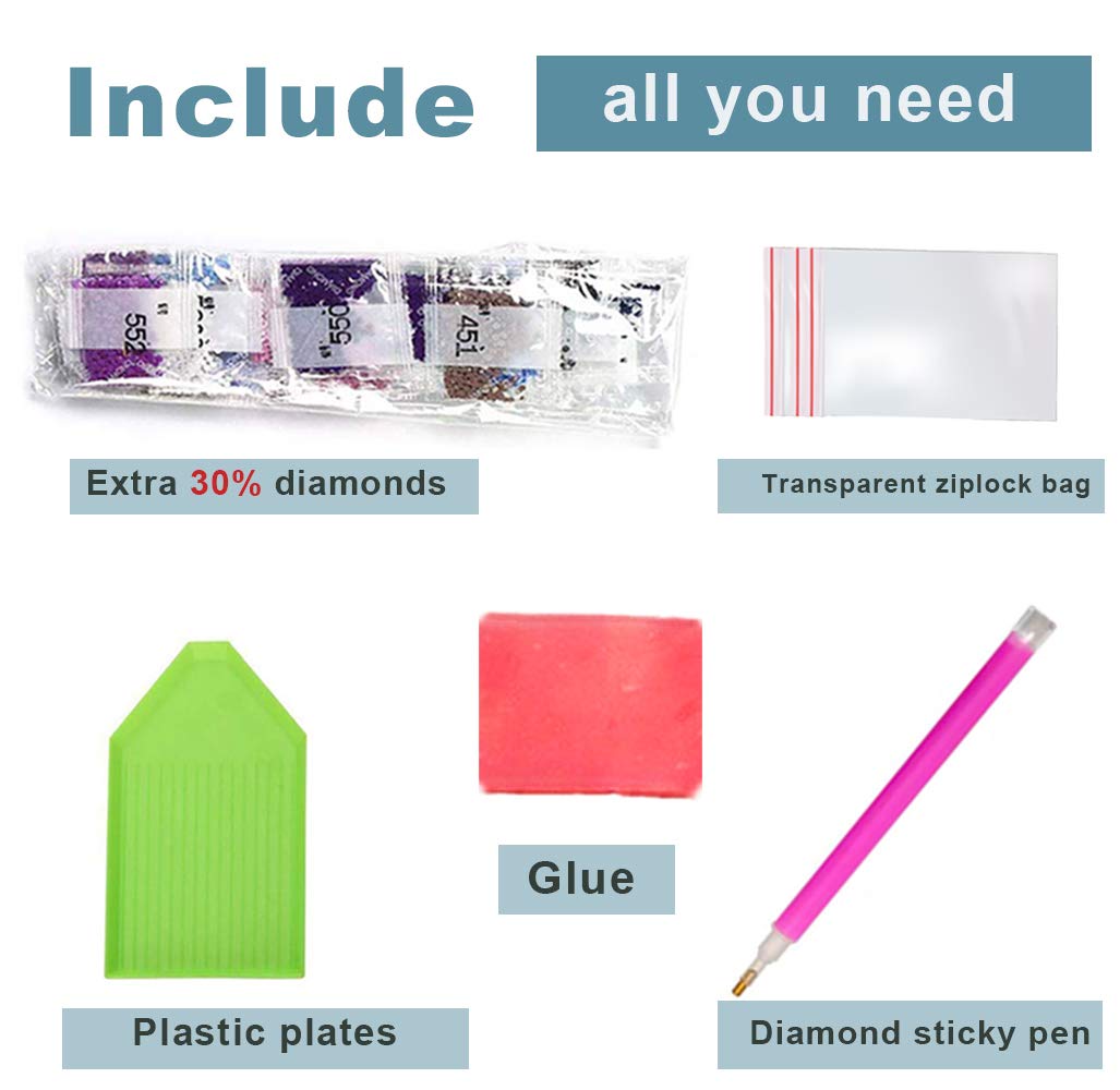 5D Full Drill Diamond Painting Kit DIY Diamond Number Rhinestone Painting Kits for Adults and Children Embroidery Diamond Arts Craft Home Decor 13.7×17.7 inch