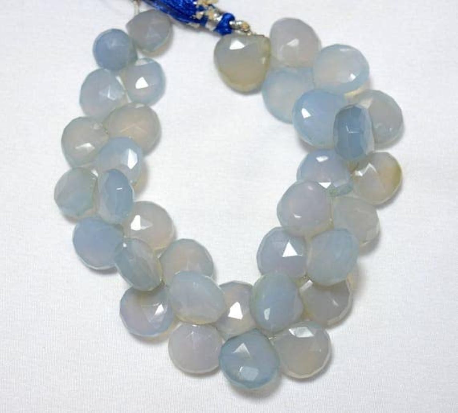 Calcedonia azul facetada corazón cuentas de piedra natural 10-14mm 1