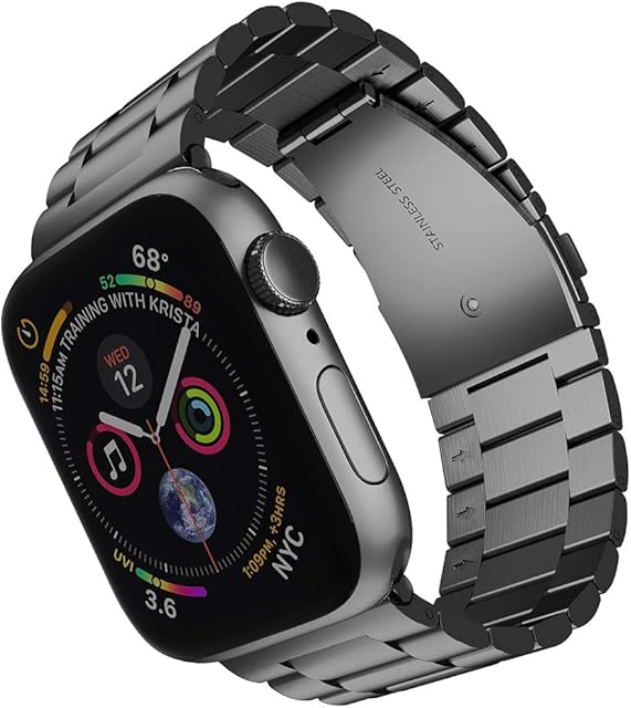 ARTCHE 49mm 45mm 44mm 42mm Watch Strap for Apple Watch, Compatible with iwatch Strap Ultra, Series 8/7/6/SE/5/4/3/2/1, Stainless Steel Replacement Sport Band Metal Adjustable Wristband Belt, Black