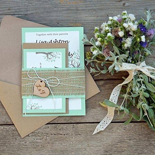 Custom Rustic Wedding Invitation Kits decorated with burlap - Set of 20