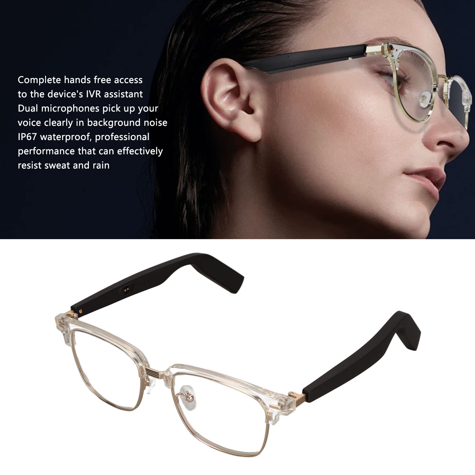 Zunate Gafas de Sol de Audio Inteligente para Hombres Y Mujeres, Gafas de Sol Inalámbricas Bluetooth con Música de Oreja Abierta Llamada Manos Libres, Lentes Polarizadas, IP67 Resistente Al Agua
