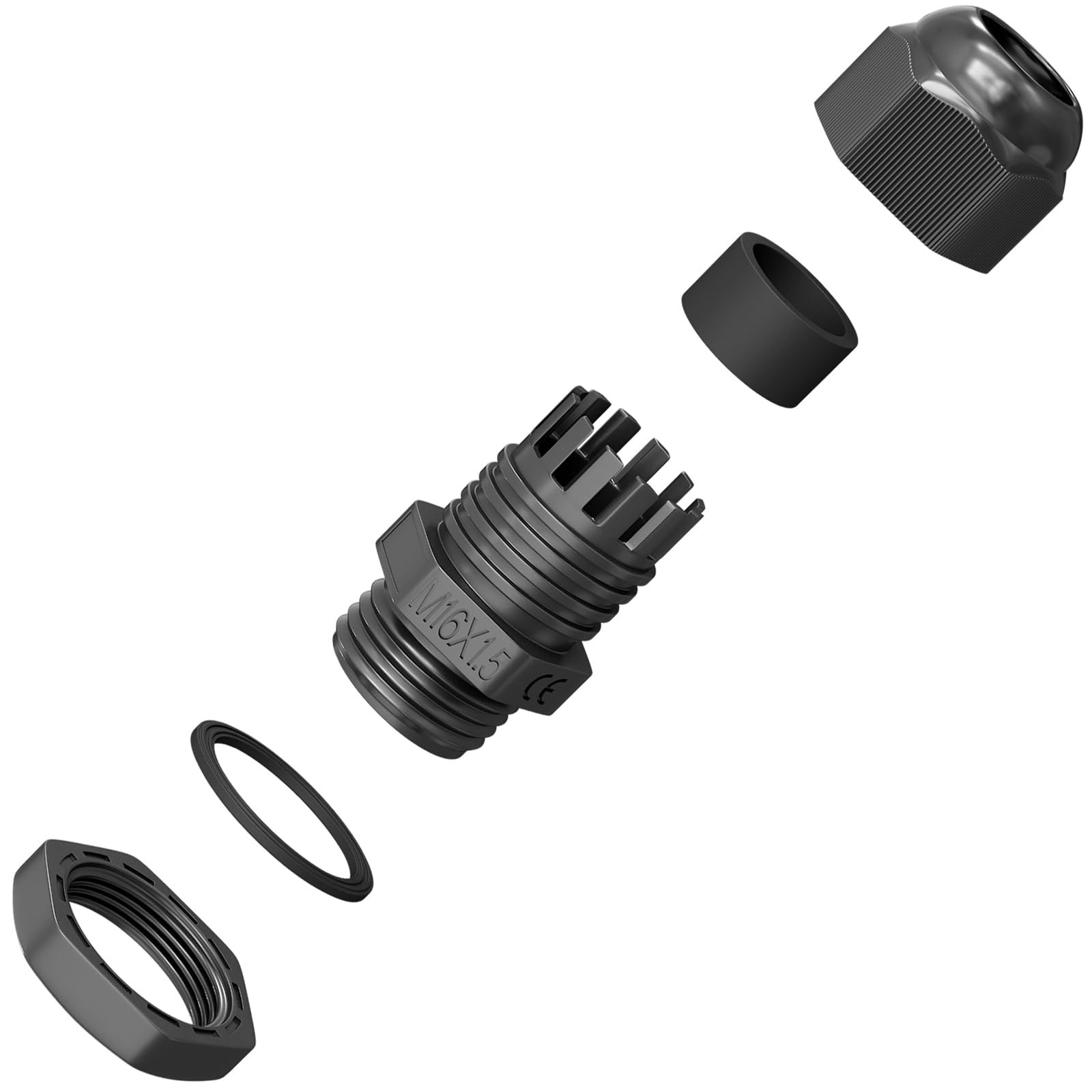 Prensaestopa M16 4-8 mm IP68 Impermeable Resistente al Polvo Resistente a UV Retardante de Llama Negro