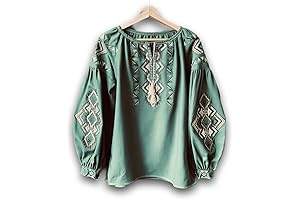 XXS-7XL Ukrainian Blouse Dark Sage Green Vyshyvanka Shirt