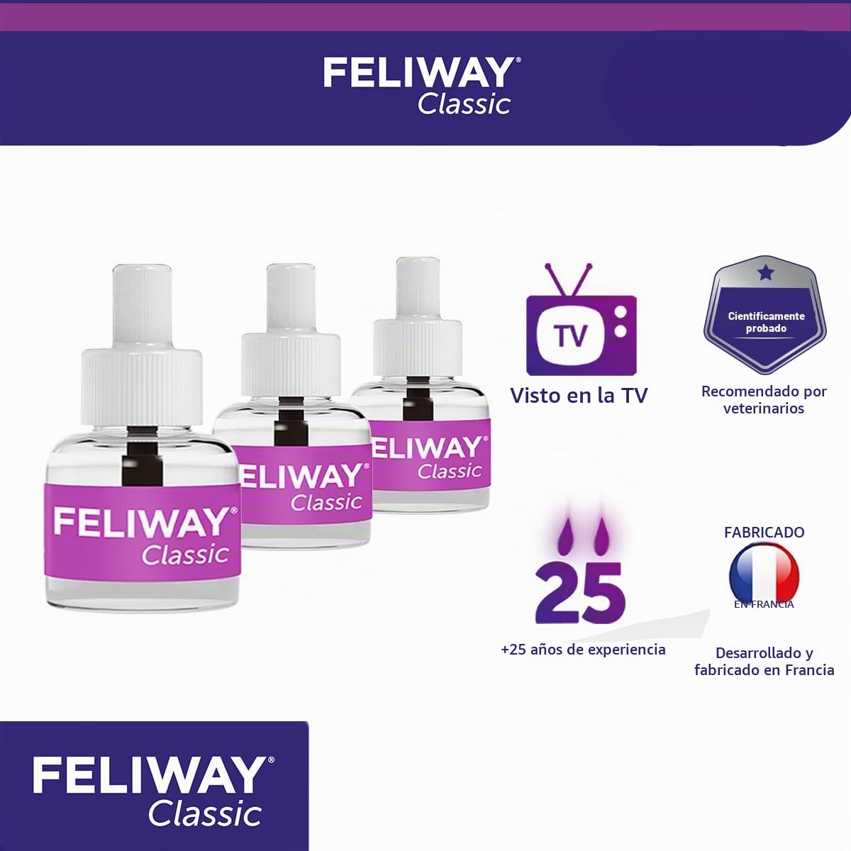Feliway C23860C Clásico Difusor para Gato Calmante, 3 Unidades