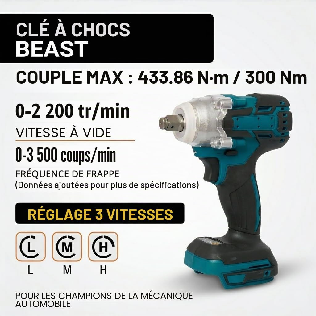 Ensemble d'outils électriques sans balais avec 4 batteries | Kit d'outils sans fil 21 V : perceuse combinée, clé à percussion, meuleuse d'angle et marteau perforateur | Kit d'outils de bricolage pour