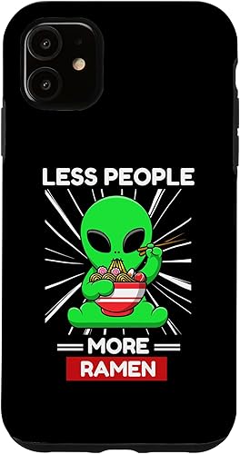 Miniatura 10 de iPhone 11 Pro Max Cute Kawaii Alien Less People More Ramen Noodles Lover Case