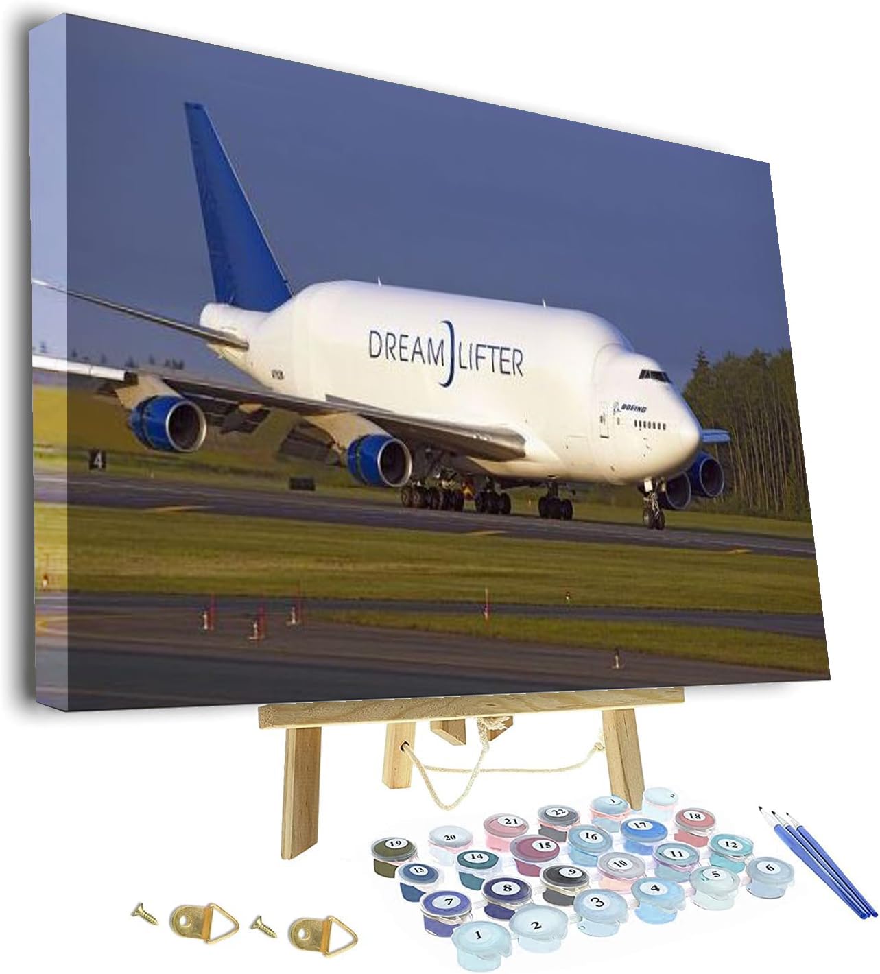 Paint by Number for Adults Beginner Transport Aircraft Airplane Paint by Numbers for Adults Beginner, DIY Painting by Numbers for Gift Home Wall Decor Framed and Easel