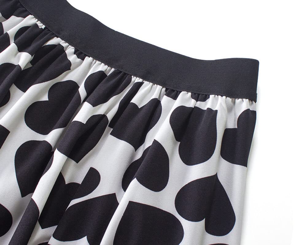 Faldas De Invierno para Mujer, Faldas De Invierno Negras, Tallas Grandes, Cintura Elástica, Falda Elegante De Talle Alto con Corazón, Faldas Plisadas Midi para (Black)