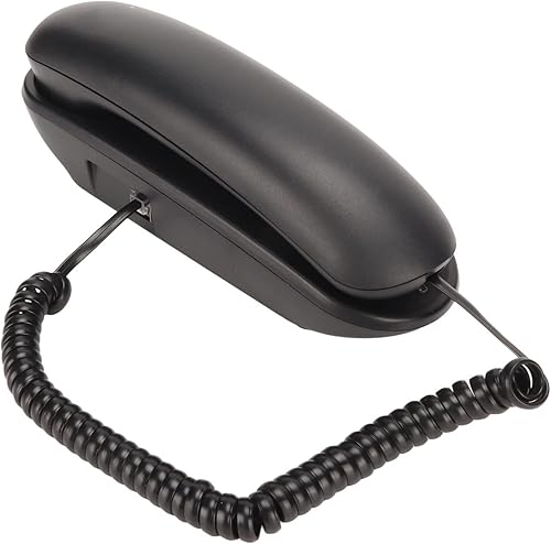 Teléfono con cable fijo, teléfono de pared sensible al sonido claro Plug and Play, botones grandes para hotel para oficina (negro)