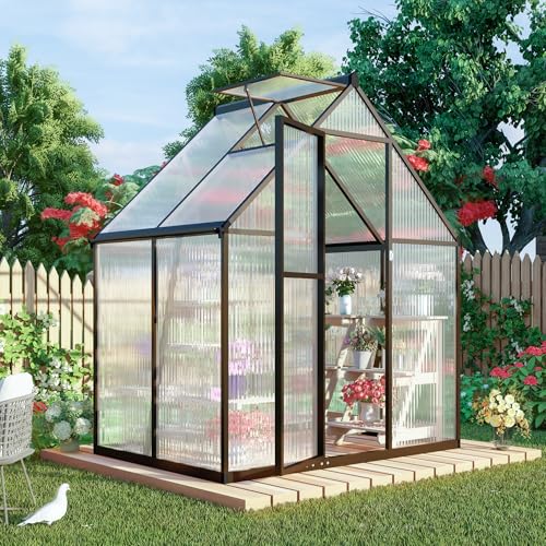 Jiliusure 6 x 4 FT Greenhouse for Outdoors,Aluminum Large Walk-in...