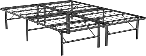Miniatura 8 de KOMFOTT Base de cama de plataforma de metal de 14 pulgadas, tamaño Queen, base de colchón plegable resistente con soporte de listones de acero,