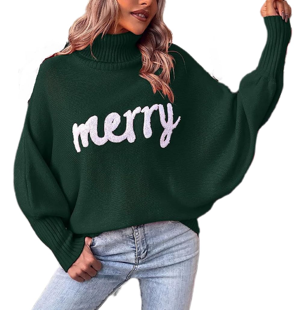 Women Christmas Sequin Knit Sweaters Loose Pullover Sweater Long Sleeve Crew Neck Top Funny Graphic Xmas Knitwear