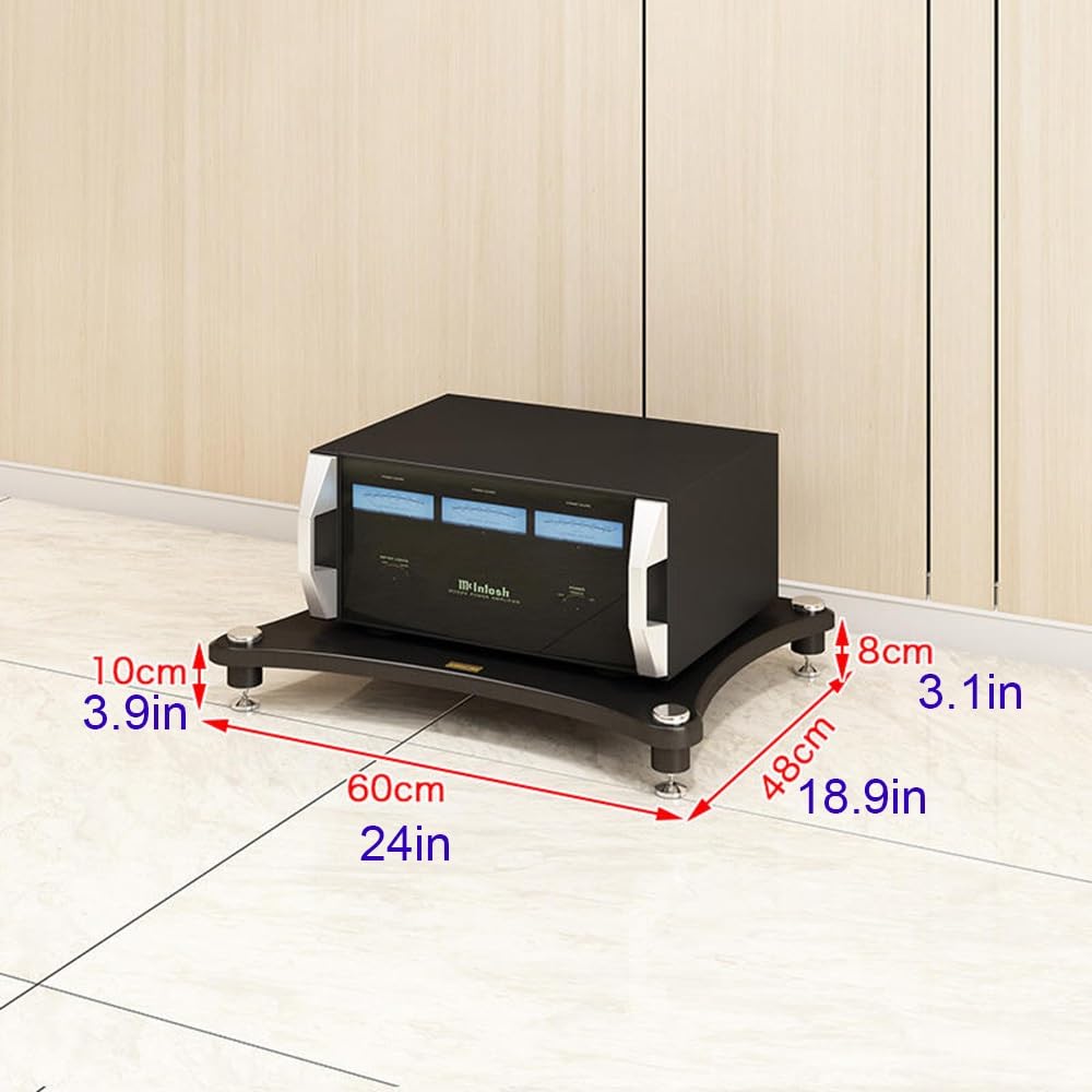 Stojak Na Sprzęt Hi-Fi Z Drewna, 24-Calowa Szafka Stereo, Stojak Na Sprzęt Hi-Fi, Stojak Na Wzmacniacz, Stojak Na Sprzęt Audio-Wideo, Brązowy, 10 Cm/3,9 Cala