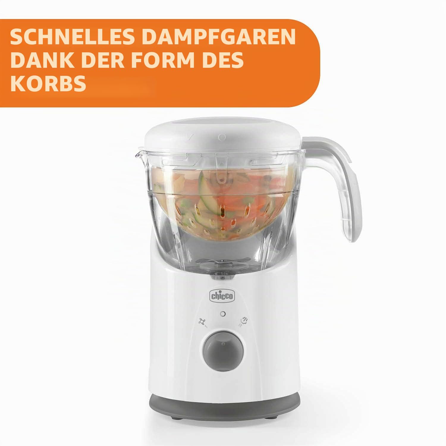 Chicco Easy Meal Mahlzeitenkocher, Multifunktions Babynahrungszubereiter mit Dampfgaren, Mixer und Speisenwärmer