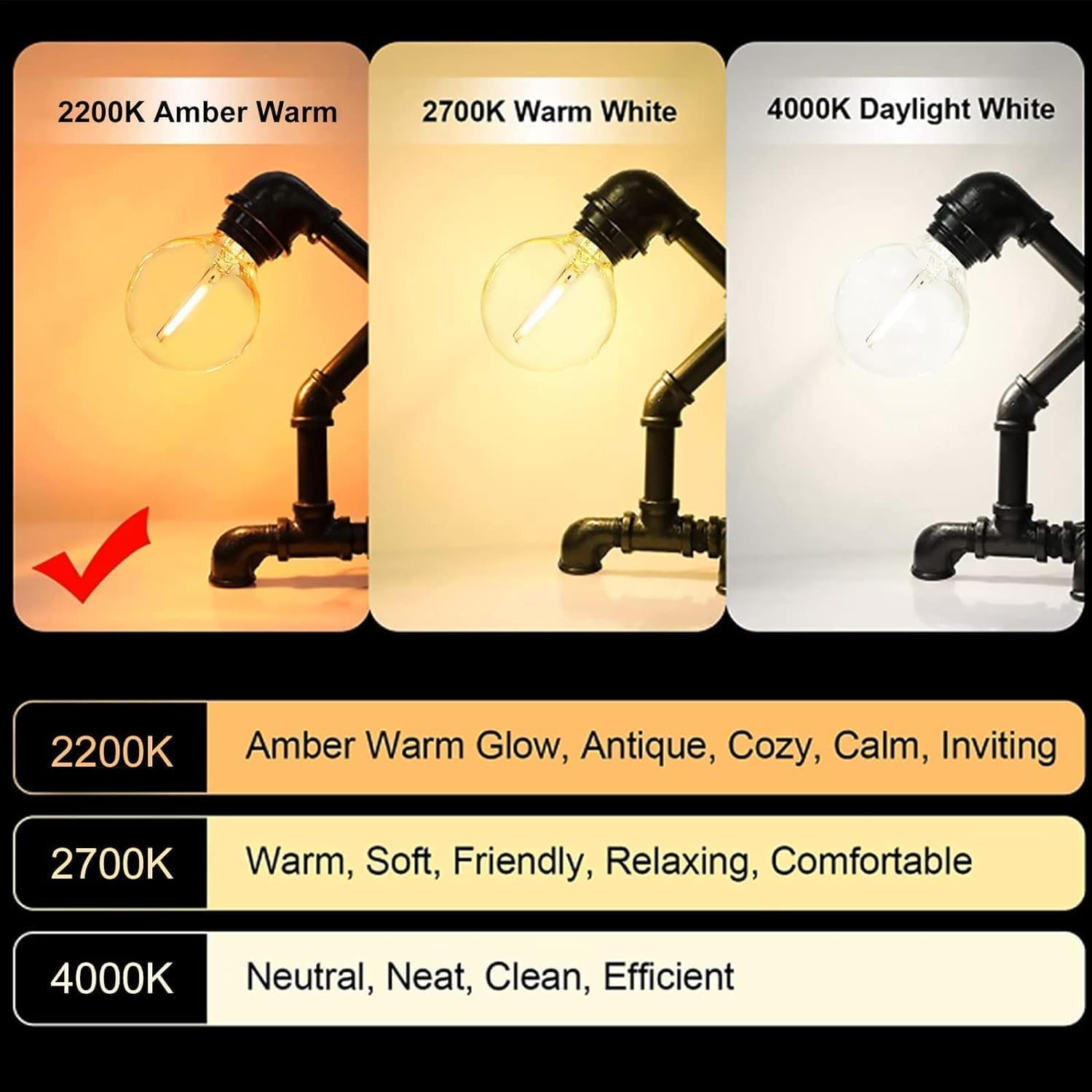 LangPlus+ 25 Pack G40 LED lampadine di ricambio, 1W E12 piccola lampadina a vite, 2200K bianco caldo vetro chiaro globo Edison lampadine per interni luci di stringa all'aperto