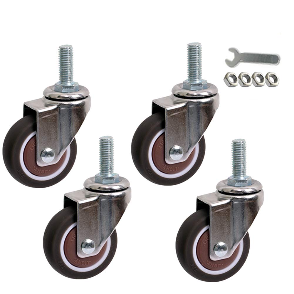 YUZGUHEY Swivel Stem Caster Wheels With Brakes Set Of 4, 25mm 38mm 50mm Rubber Castors, 360 Degree Rotation Furniture, M6(4 Universal,1inch)