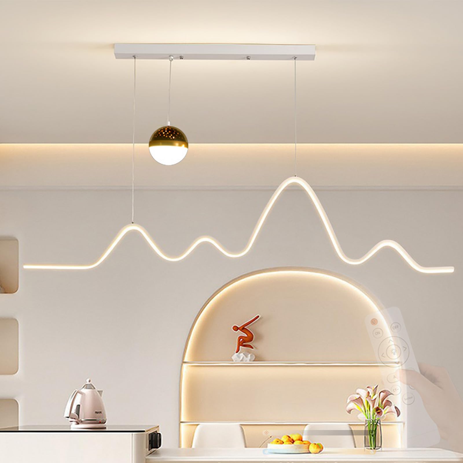 Lustre à vagues créatives à LED variable 2700K-6500K avec sa télécommande - 8