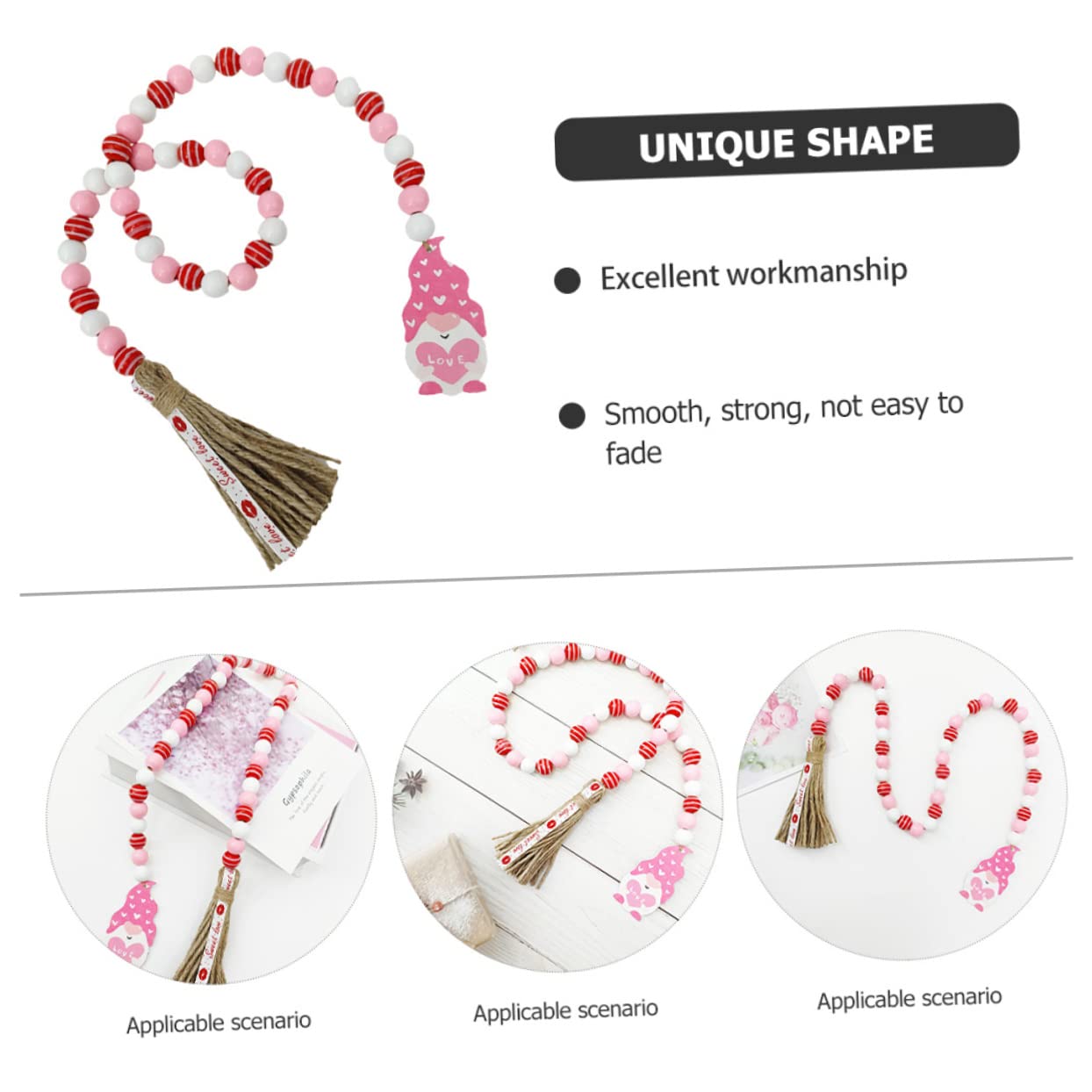 Alipis 5 Stück Schnur Garn Quaste Perlen Multi Hochzeitsbanner Valentinstag-Banner Webstuhl Armband rustikale khimar Hijab frantzen hängende Perlendekoration aus Holzperlen Hanfseil