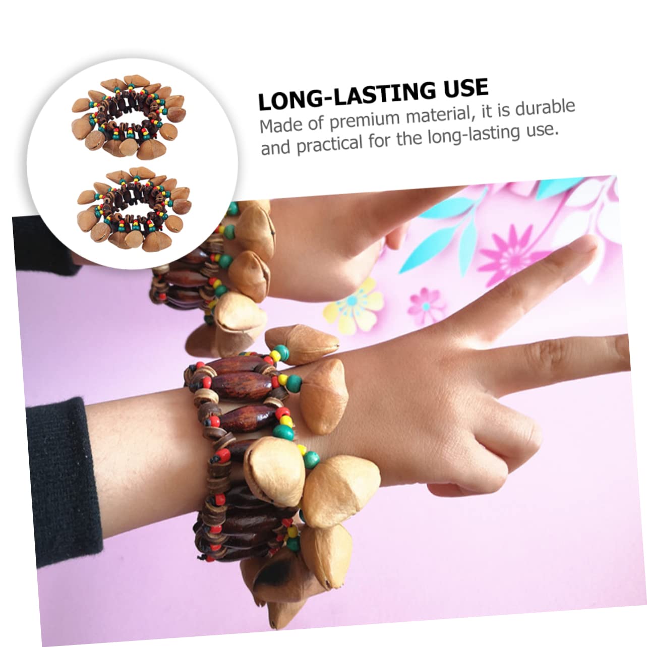 TOYANDONA 4 Piezas Campanilla de cáscara de nuez africana instrumentos de percusión brazalete de nuez juguetes instrumento musical pulsera de nuez tuerca campana de muñeca la campana