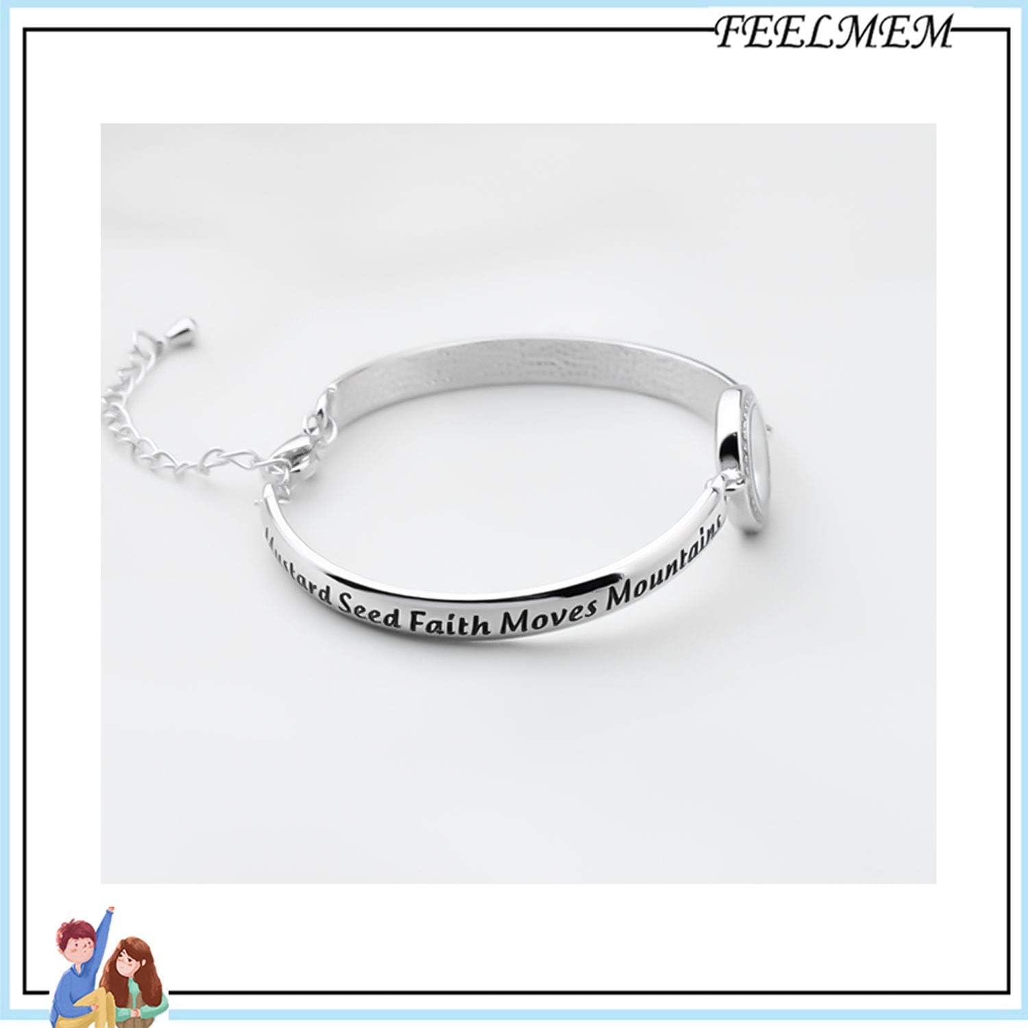 FEELMEM Christian Mustard Seed Bracelet Christian Gift Mustard Seed Faith Moves Mountains Matthew 17:20 Faith Bracelet - Image 5