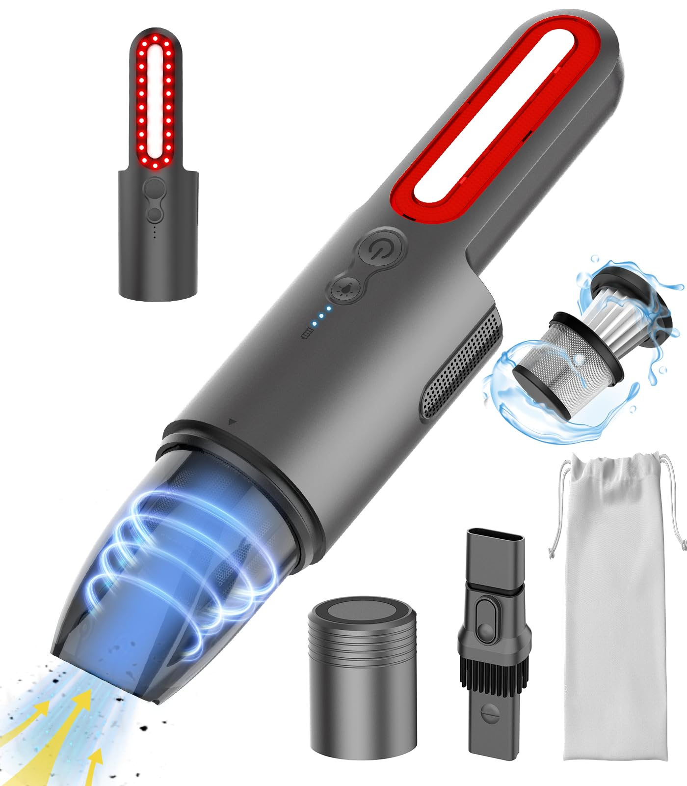 Car Hoovers Cordless Powerful, Hand held Vacuum Hoover with LED Lights, Portable Handheld 9000PA 100W 12V Car Vacuum Cleaner, Small Hoover for Car Kitchen and Pet Hairs