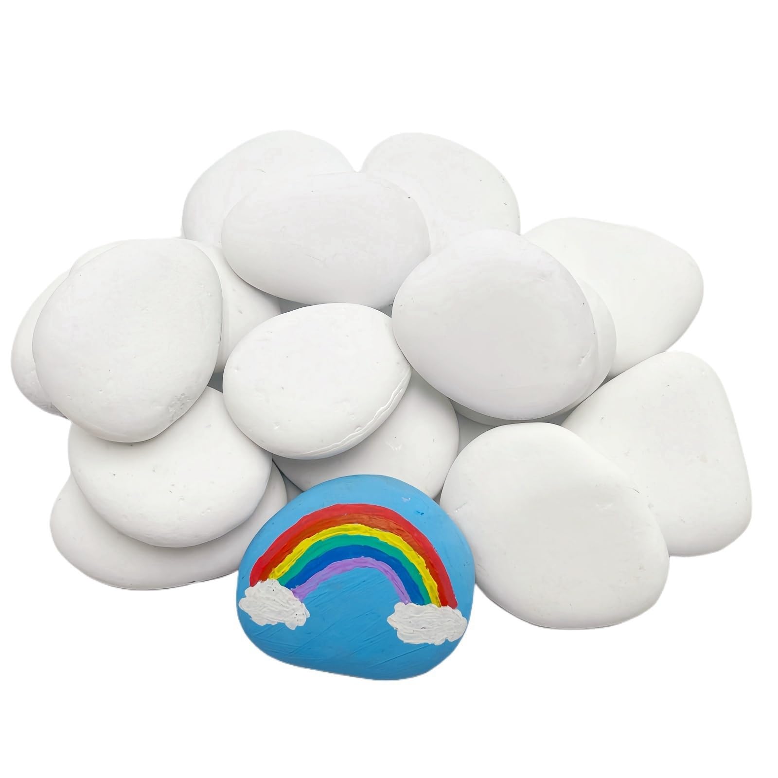 lifetop 24PCS White Painting Rocks, 2"-3" DIY Rocks Flat & Smooth Kindness Rocks for Arts, Crafts, Decoration, Medium Rocks for Painting ，Hand Picked