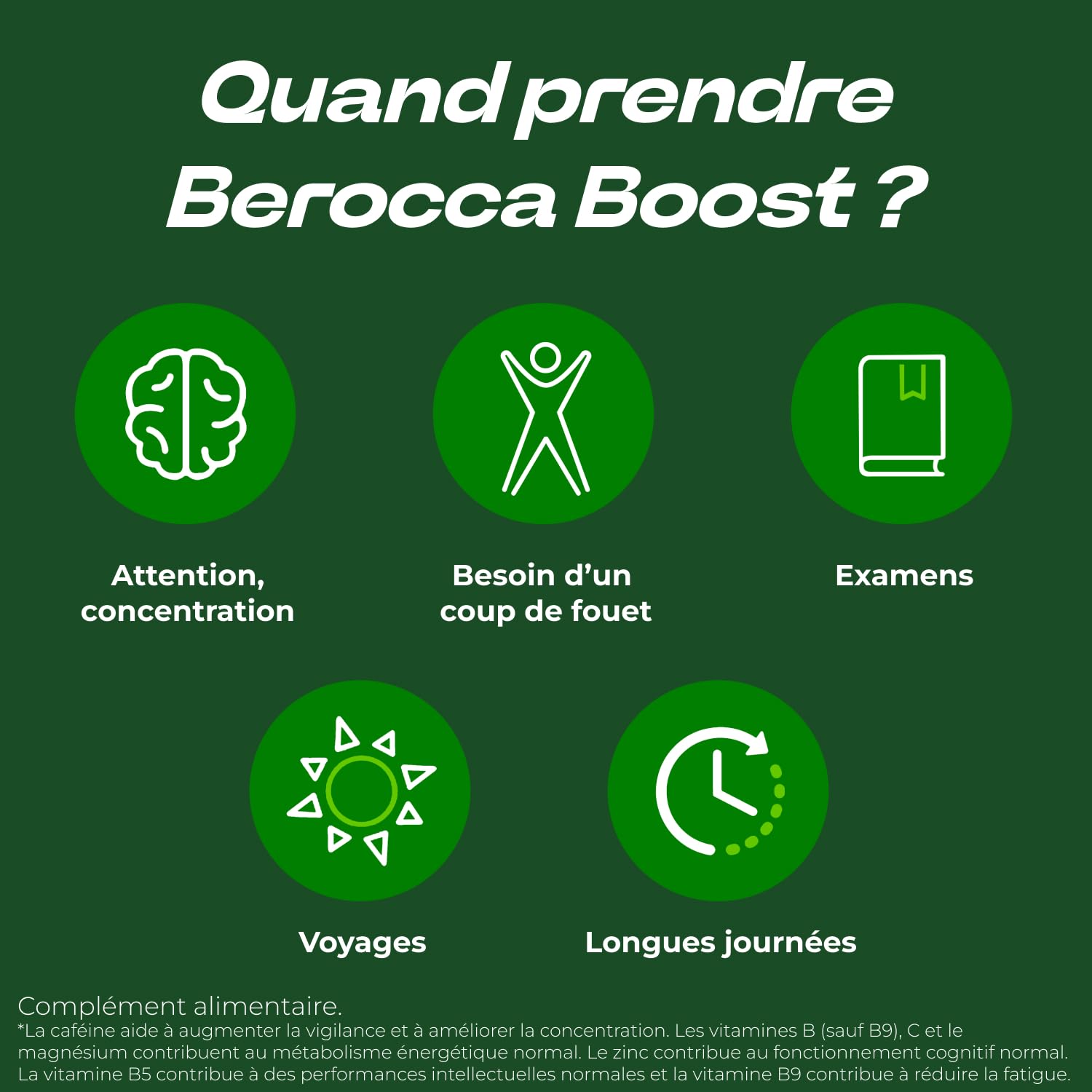 Berocca® Boost - Effet coup de fouet - Aide à réduire la fatigue -Vitamine B12, Guarana, Caféine, Vitamine C et Magnésium, Goût Acérola - Complément Alimentaire - 2x30 cp effervescents