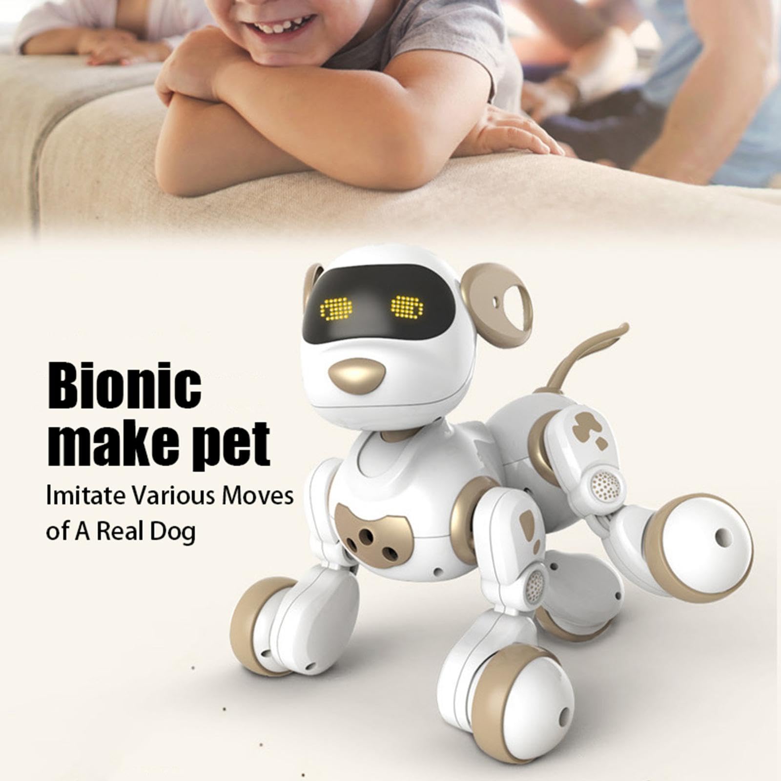 Perro Robot Inteligente con, Juguete Robot Electrónico para Niños de 5, 6, 7, 8, 9 años, Dorado