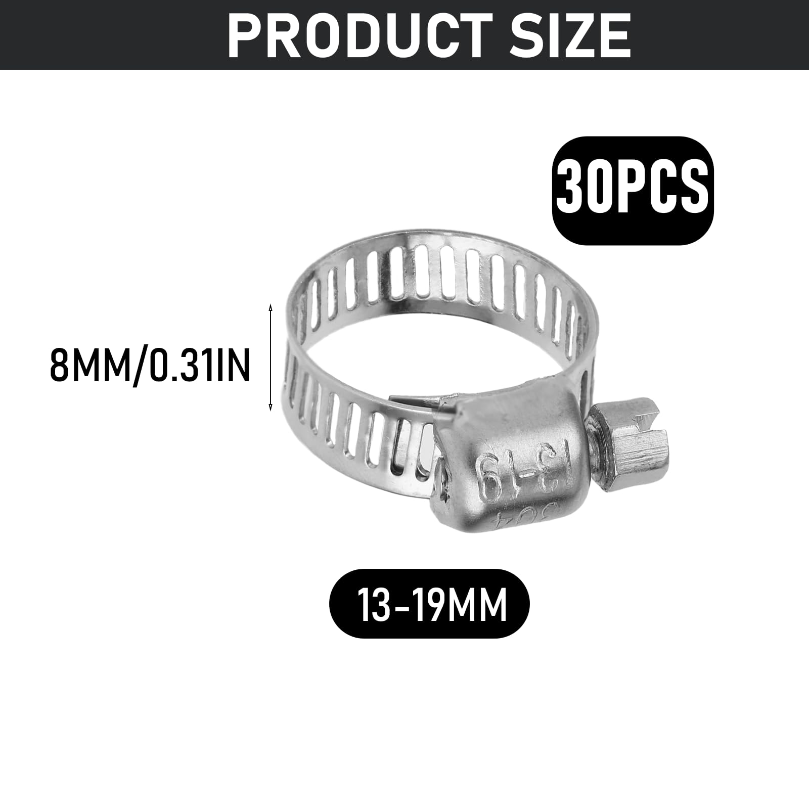 11 X Adjustable Hose Clamp 25-40 Mm, Stainless Steel Hose Clamp, Metal Screw Clamps, Bolts Hose Clamp For Petrol Pipes Diesel Swimming Pool