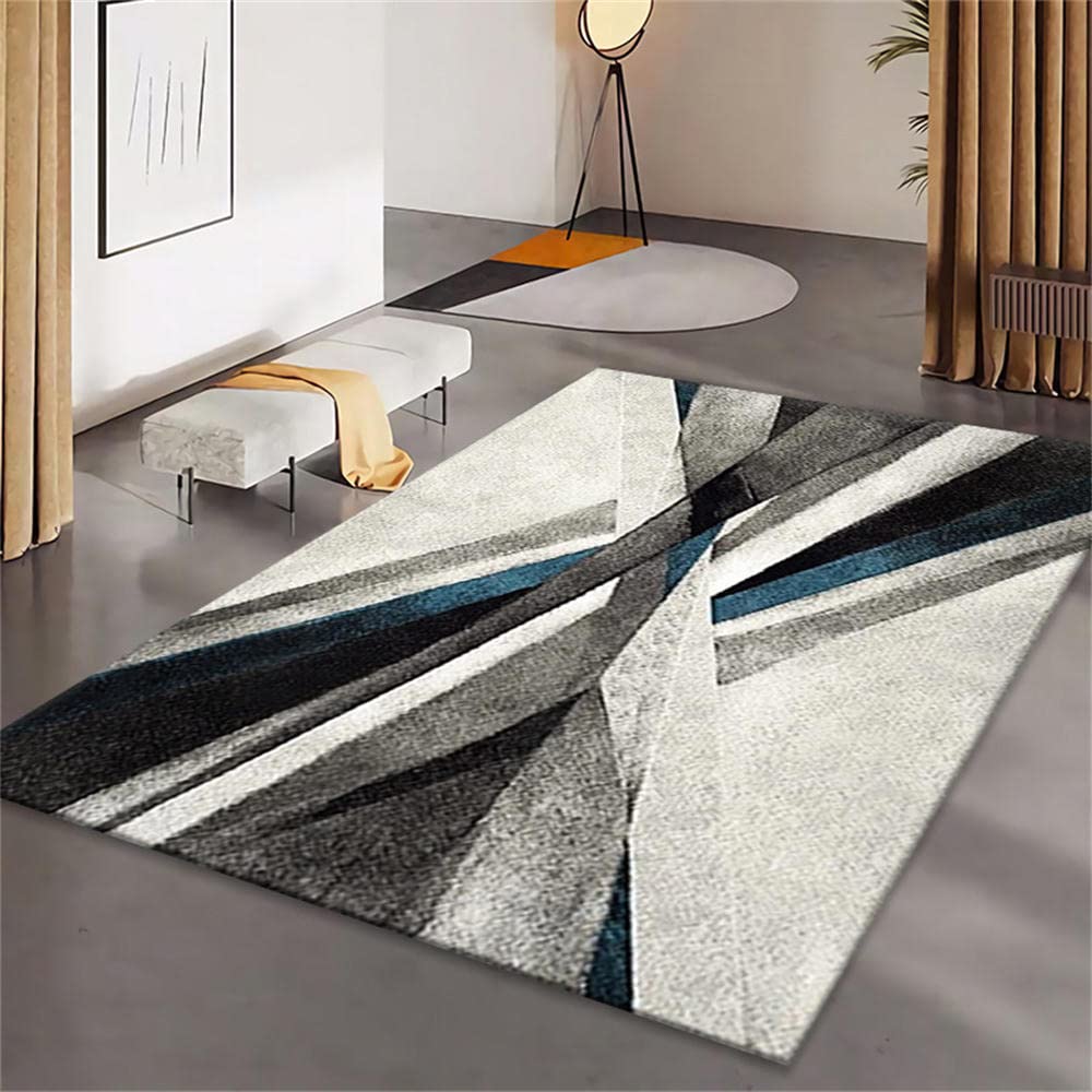 Tapis chambre fille ado 160X200cm gris bleu facile a nettoyer