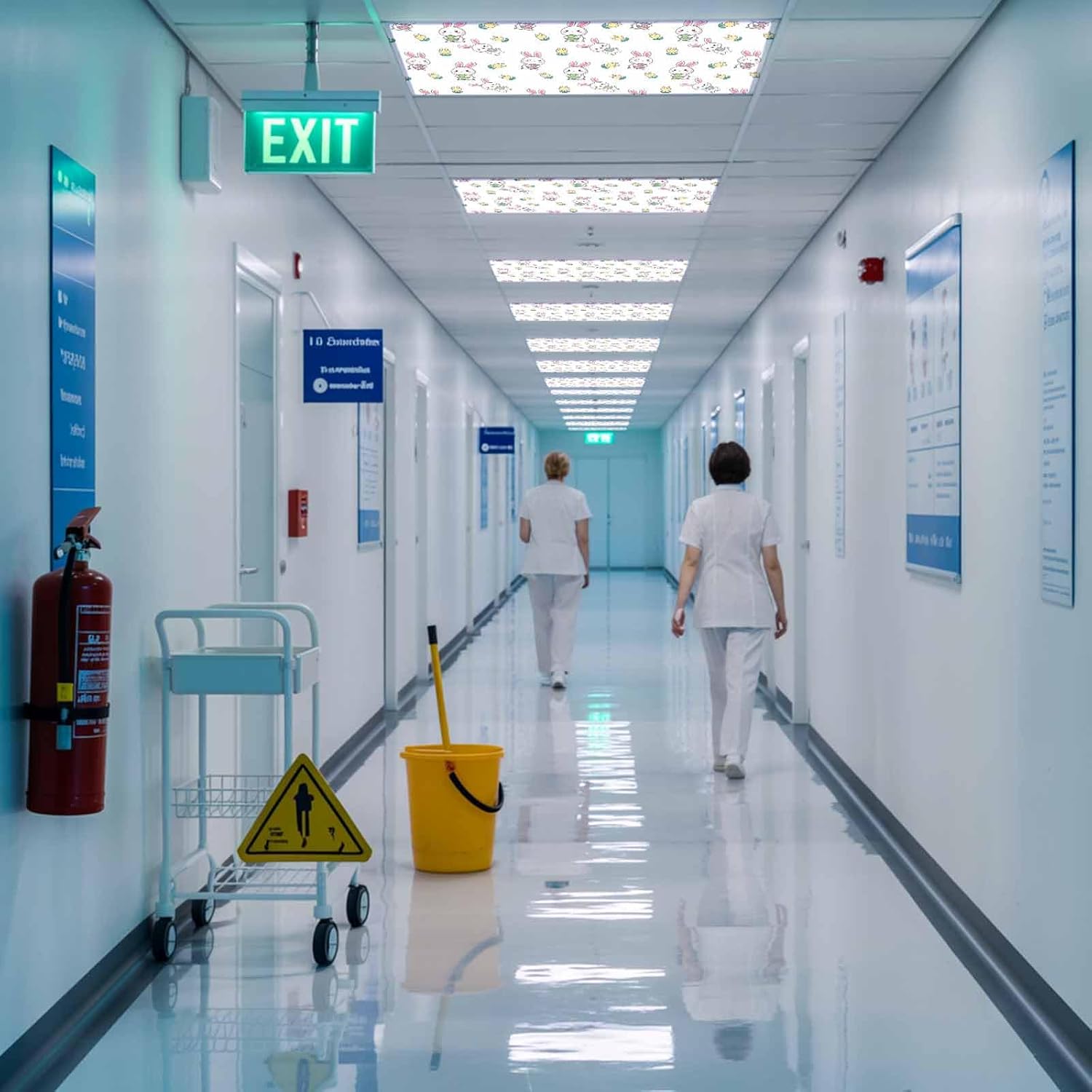 2x4 ft Fluorescent Light Cover for Ceiling Spring Easter Cartoon Rabbit Tulip Magnetic Light Filters, Cute Bunny Eggs Ceiling Lampshades for Home School Office 4Pcs