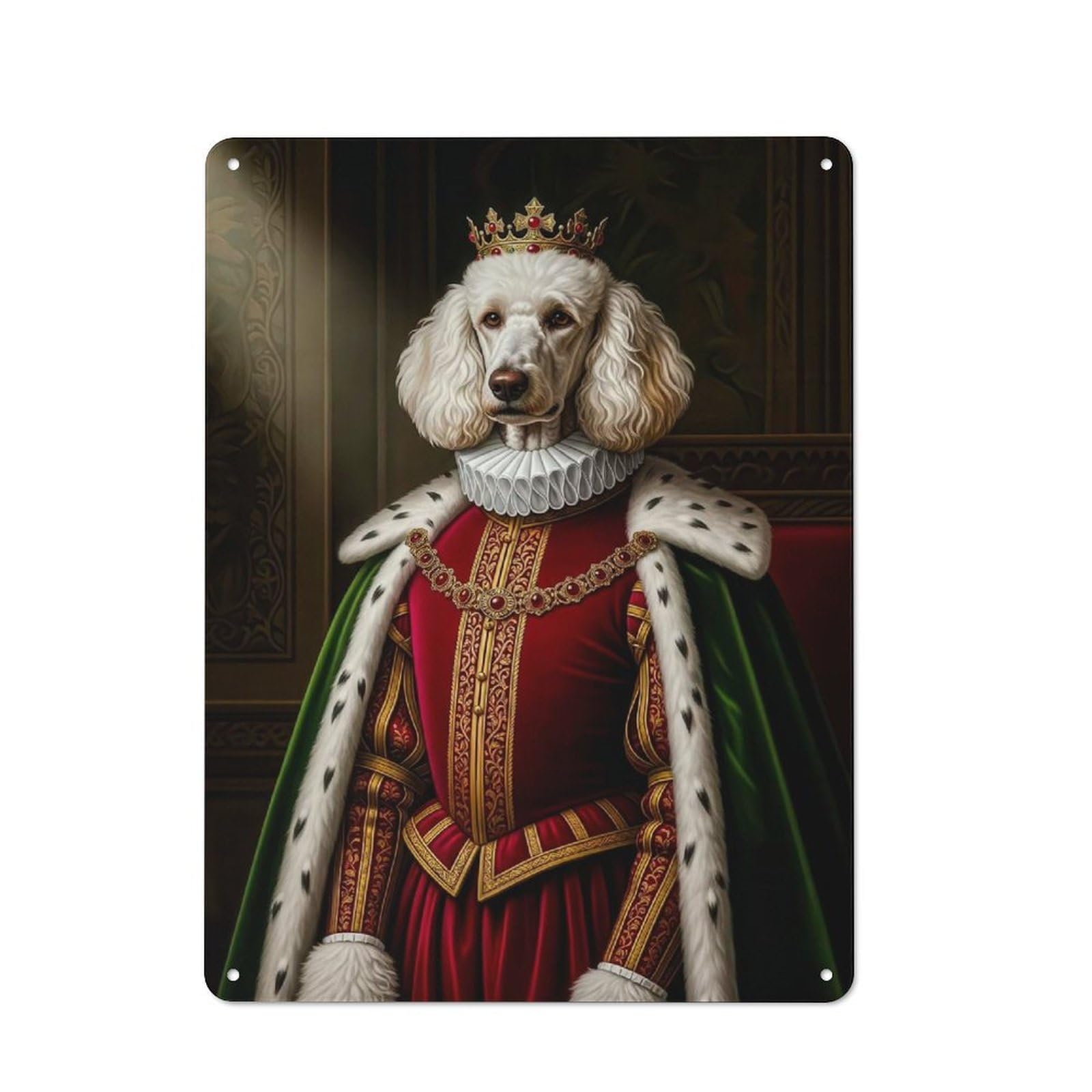 Junmoney Style-7 Tin Wall Plaque 40X30cm With Regal Poodle Portrait For Man Cave Or Games Room, A Housewarming Gift For Leisure-Room Decor Enthusiasts