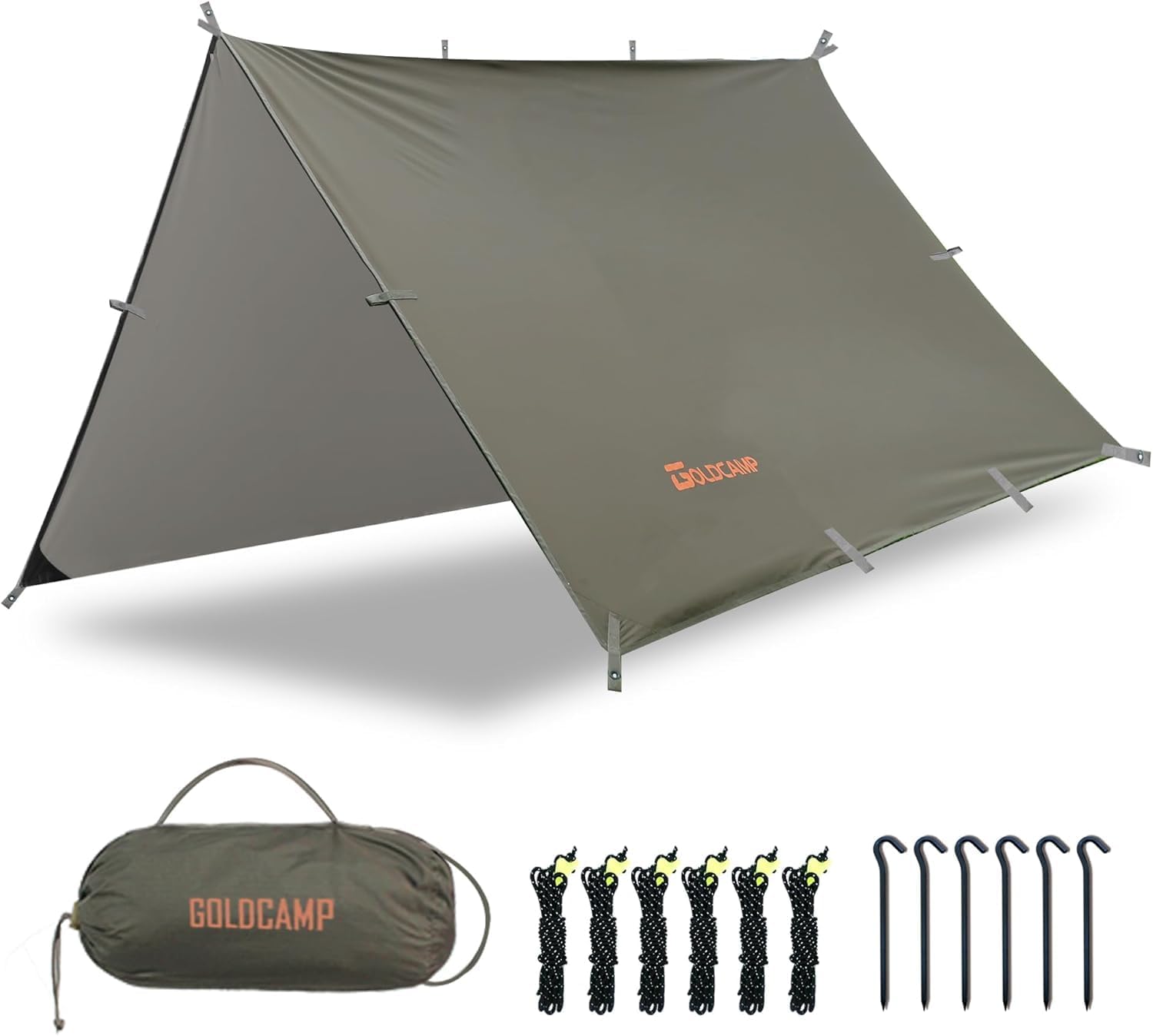 GOLDCAMP 10x10FT Waterproof Tarp – Heavy-Duty UV & Rain Shelter for Camping GOLDCAMP 10x10FT Waterproof Tarp – Heavy-Duty UV & Rain Shelter for Camping