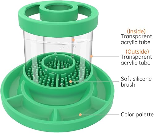 Miniatura 2 de Enjuague de pinceles, limpiador de pinceles, taza de enjuague, taza de limpieza de silicona para acrílico, acuarela y medios a base de agua, verde