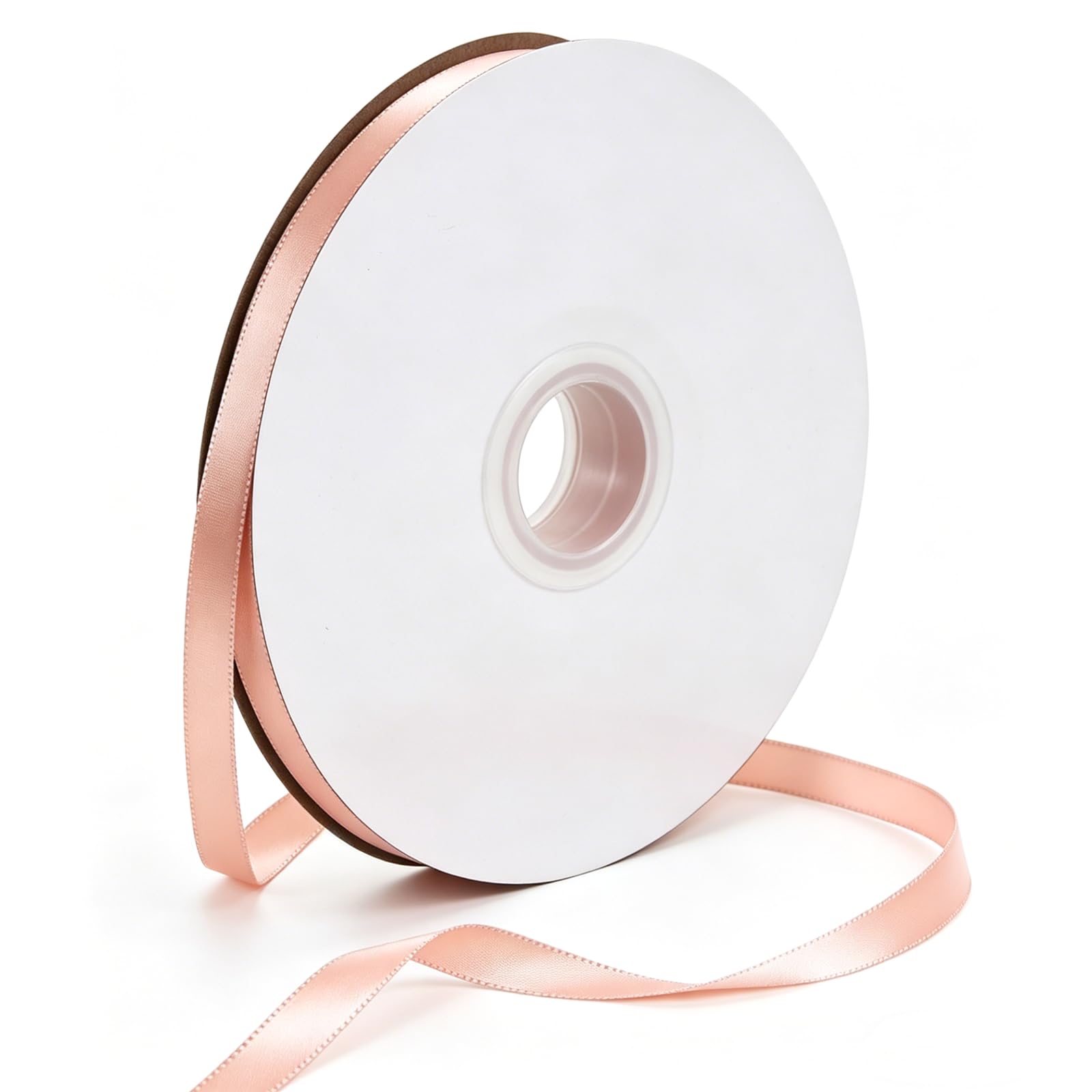 Werownsgso 6mm Satin Ribbon 100 Yards Single-Sided Satin Ribbon Solid Fabric Ribbons Roll Suitable for Bows Bouquets Gift Wrapping Floral Arrangements and Wedding Decorations (Champagne)