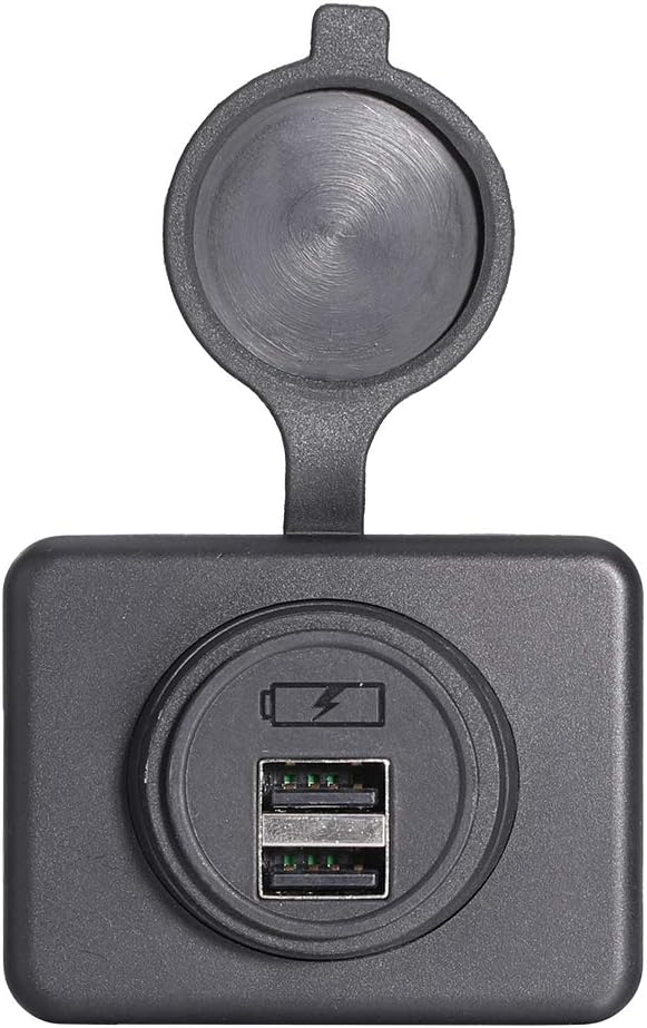 DAMAVO YM1236 Panel Dual USB Car Charger Socket with Cap, Dual Port 12V/24V Quick Car Charger Female, Bus, RV, Boat, Automotive Marine ATV Truck Golf Cart, Surface Mount Installation,Set of 2 Pieces