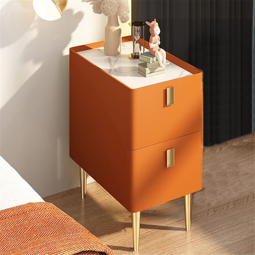 NIUYAO Nightstand Modern Solid Wood with 2Drawer Storage