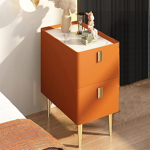 Miniatura 8 de NUIYAO - Mesita de noche moderna de madera maciza con 2 cajones de almacenamiento, parte superior de mármol, práctica mesa auxiliar para dormitorio,